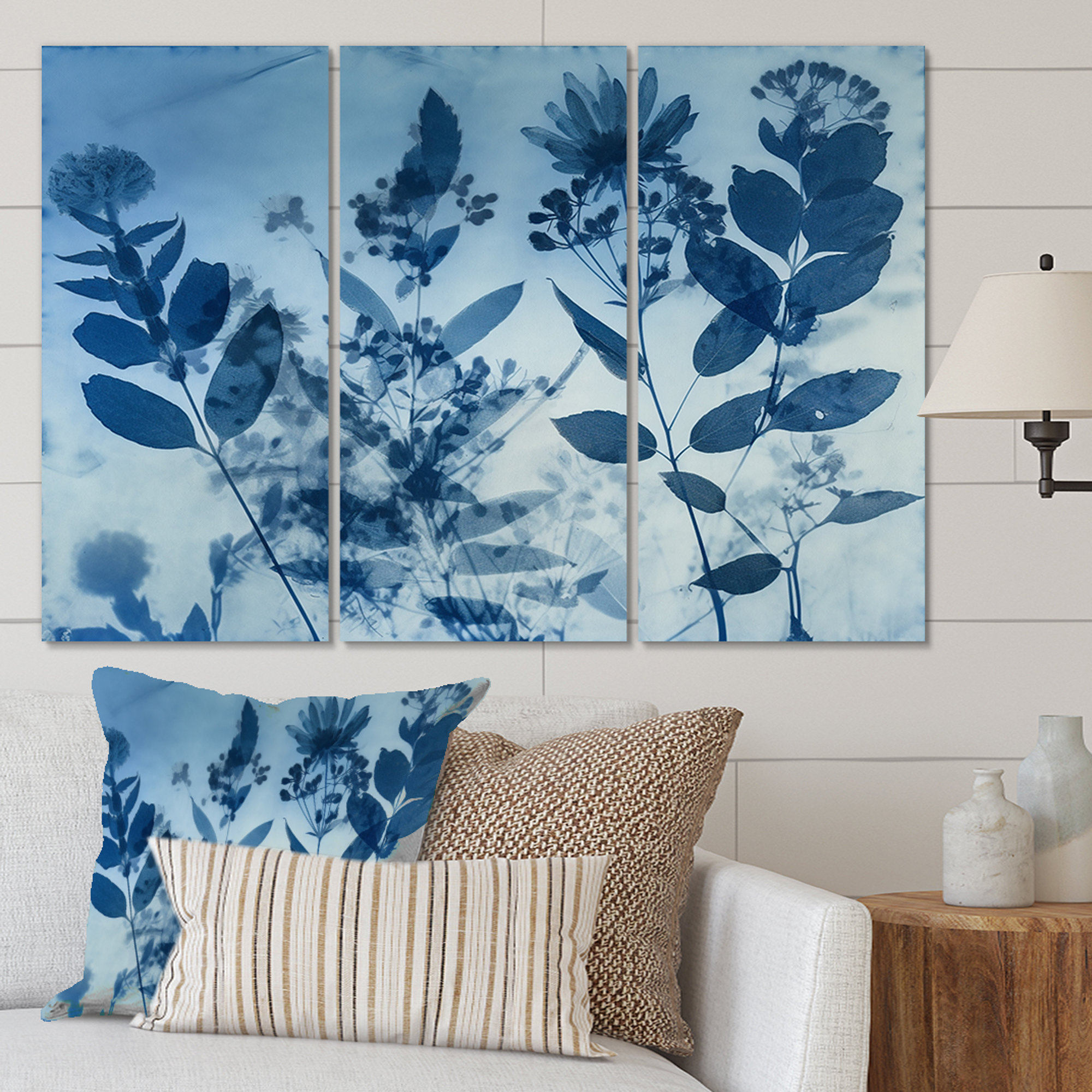 Design Art Vintage Botanicals Abstract Leaves Retro Blue VI Abstract